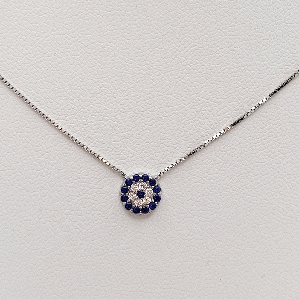 Turkish Eye Pendant Sterling Silver Necklace Petite